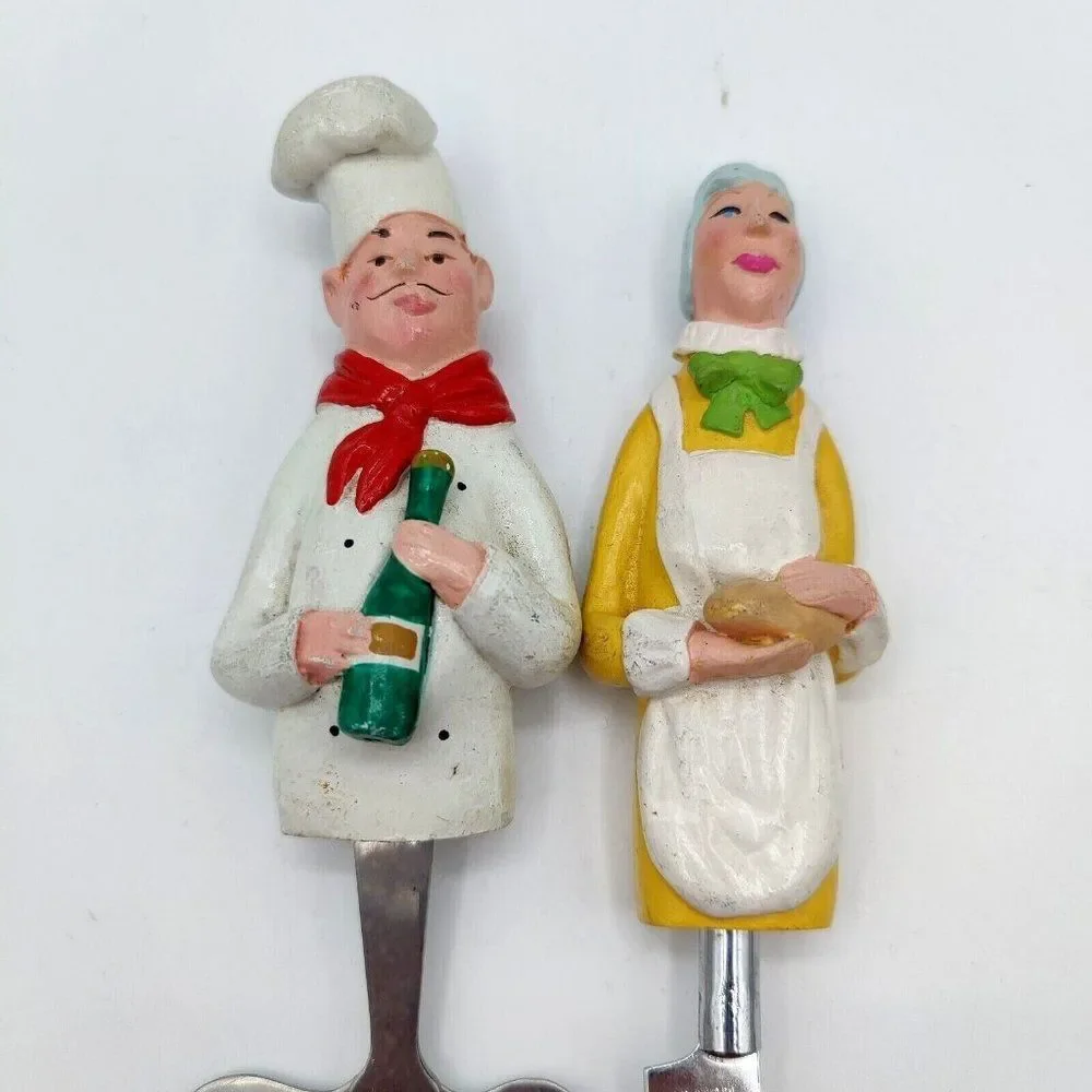 Vintage Cheese Board Utensil Set Chef and Baker Unique Rare Slicer and Knife 50s